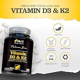 Nu U Nutrition Vitamin D3 4000 IU and K2 MK7 100µg 150 Capsules UK Made view 5