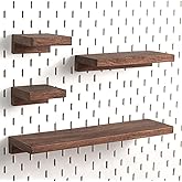 SEMPOMA Pegboard Shelf Set ONLY for IKEA Skadis, Walnut Finish Wood, 4-Pack | No Assembly Pegboard Accessories Wall Organizers for Craft Room Home Garage Kitchen