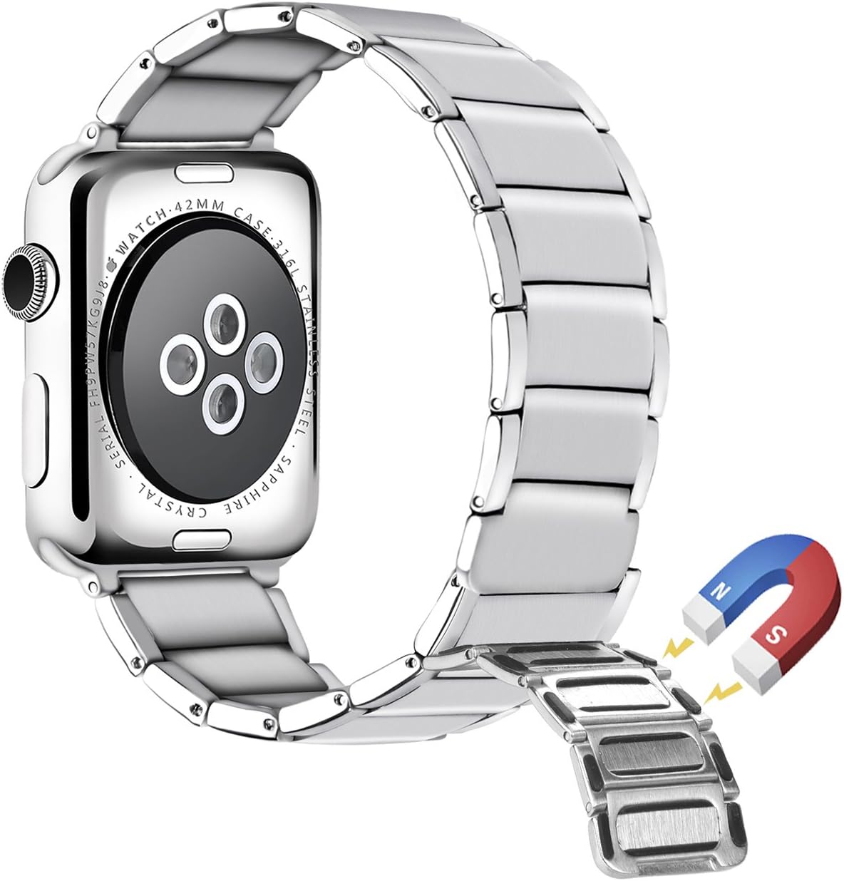 LOYUT Compatible for Apple Watch Band 38mm/40mm 42mm/44mm Women Men Stainless Steel Metal Adjustable Magnetic Buckle Replacement Bands for iWatch Sport Edition Series 4/3/2/1