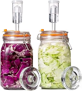 Jillmo Fermentation Kit, 1.5 Liter Fermentation Jar with Fermenting Weights and Airlocks, 2 Pack
