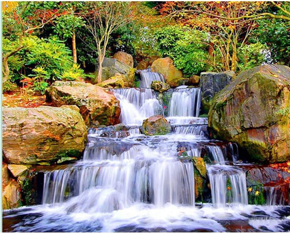 DIY 5D Diamond Painting by Number Kits for Adults,Diamond Embroidery Painting Kits Art Craft Home Wall Decor Mountain Waterfall 15.7x11.8Inches