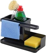 simplywire Sink Tidy Caddy Kitchen Organizer Removable Drip Tray Black