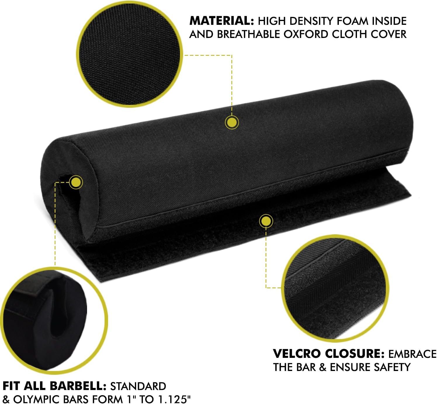 A2ZCARE Barbell Squat Pad – Advanced Neck & Shoulder Protective Pad Support for Squats, Lunges & Hip Thrusts - Black (Single) : Sports & Outdoors