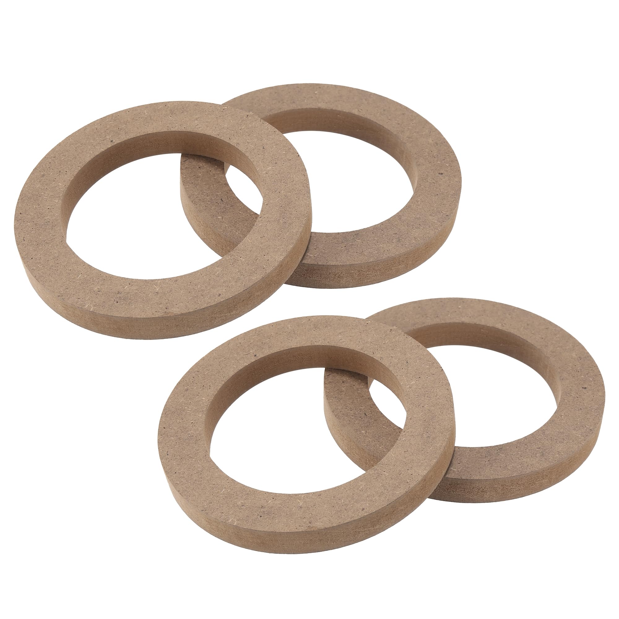 X AUTOHAUX 4 Pcs 4" Universal Wooden Khaki Car Speaker Subwoofer Spacer Rings