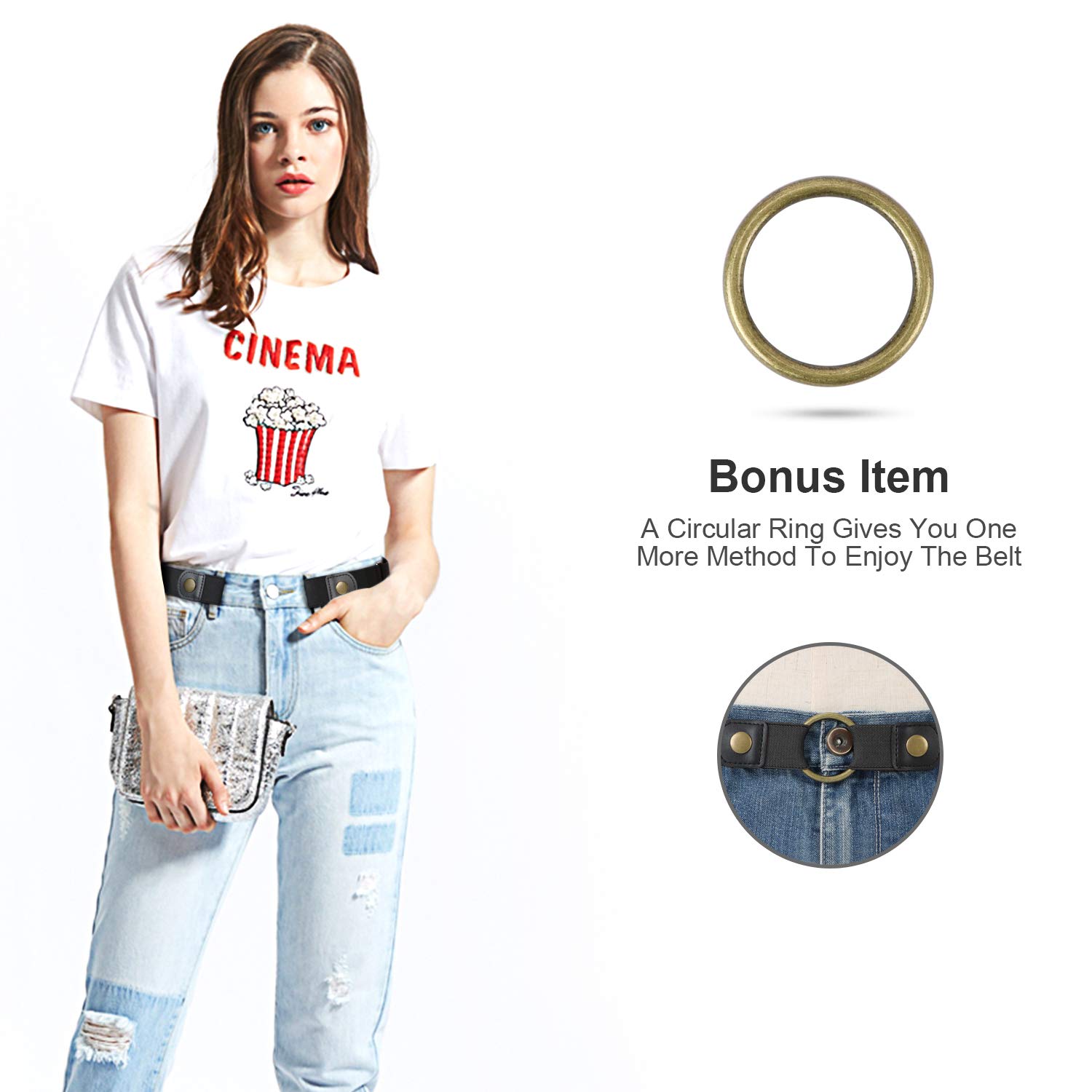 JasGood Schnallenfrei Damen Stretch Gürtel für Damen/Herren, Plus Size Keine Schnalle Unsichtbare Gürtel für Jeans Hosen