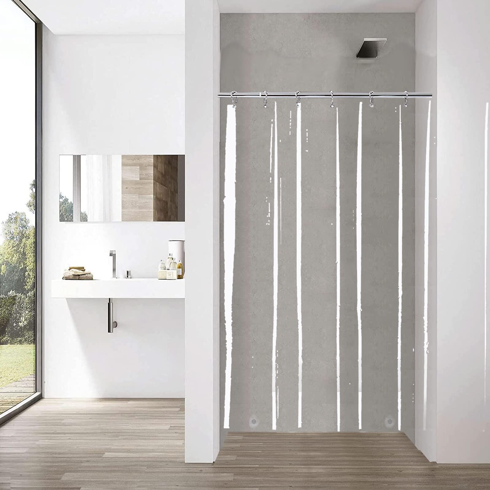 Photo 1 of YISURE Clear Stall Short Shower Liner 36x60'' Half Size Plastic Shower Curtain Sets for Bathroom Stand Up Single Narrow Peva Vinyl Liner RV Camper Tiny Walkin Tub