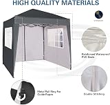 mcc direct 2m x 2m Pop-up Gazebo Waterproof Canopy Grey with Sides view 3
