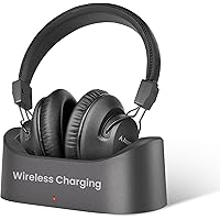 Avantree Audition 3 - Bluetooth 5.3 Over-Ear Headphones with Wireless Charging Dock, Compatible with Samsung Smart TVs, 50H L