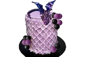 ROARING GOOD TIME Fantasy Purple 3D Dragon Cake Topper Dragon Eggs Cake Decor Purple Balls Cake Decor for Baby Shower Birthday Wedding Party Supplies