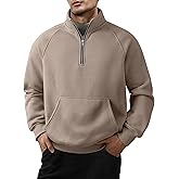 JMIERR Men's Fleece Quarter Zip Pullover Sweater Casual Cotton Fall Winter Family Outfit Warm Mock Neck with Pockets