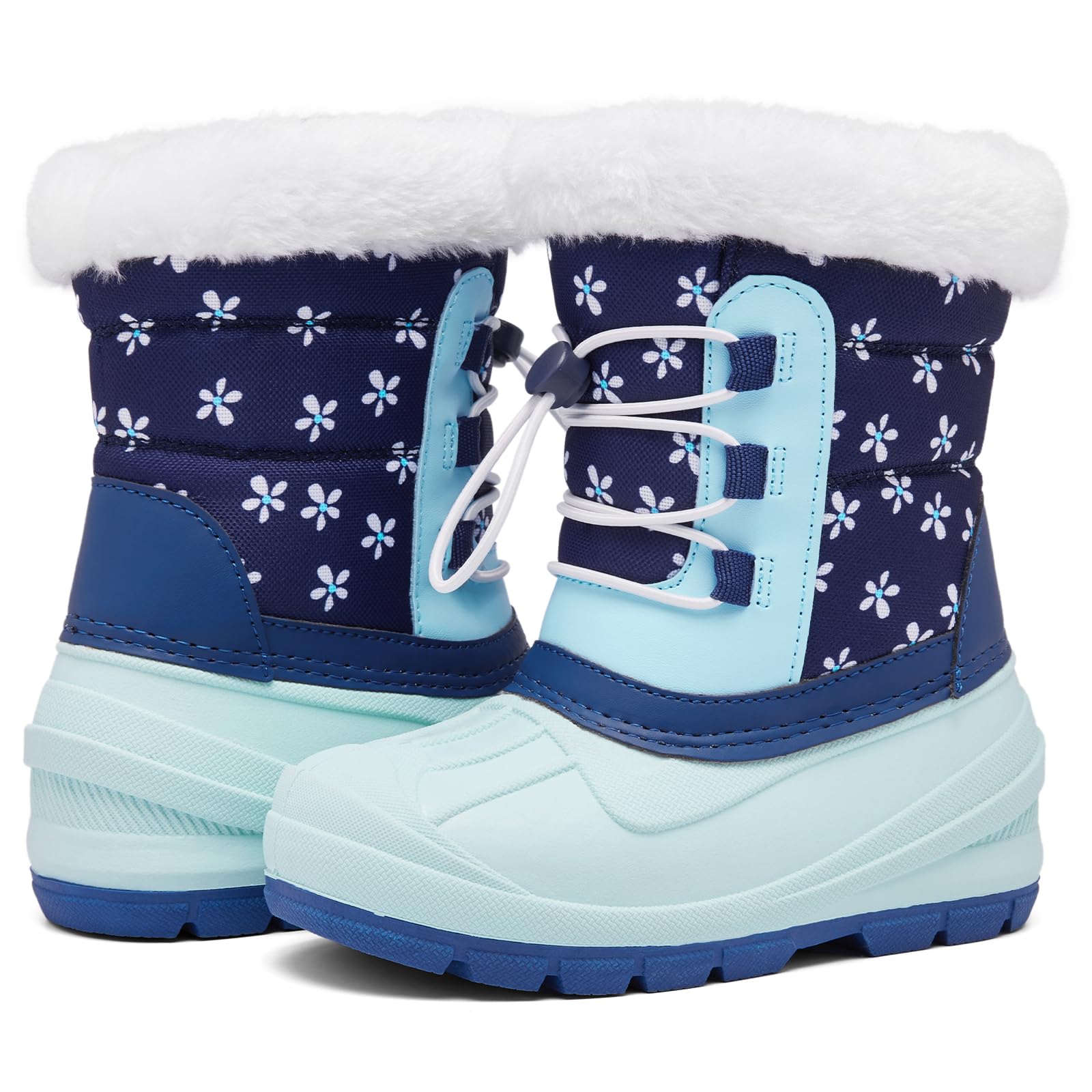 MORENDL Kids Winter Boots Boys & Girls Waterproof Insulated Snow Boots Cold Weather Warm Lightweight Non-Slip Faux Fur Toddler Hiking Boots Brown Size 14（US Little Kid） Image