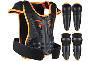 Youth Dirt Bike Gear, JUSTDOLIFE 5 PCS Motorcycle Armbor Protection Jacket, Kids Motorcycle Armor with Knee Pads Elbow Pads Chest Protector Racing for Outdoor Sports