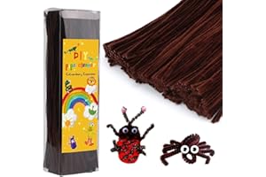 Iuuidu Pipe Cleaners Chenille Stem, 300PCS Pipe Cleaners Craft Supplies, Fuzzy Sticks Pipe Cleaner Brush for DIY Art Creative Craft Decorations (Dark Brown)