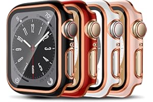 4 Pack Cases Compatible with Apple Watch Case 40mm SE/Series 6/5/4 Built in Tempered Glass Screen Protector Ultra-Thin Bumper
