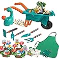 Qtioucp 16Pcs Kids Gardening Tools Outdoor Toys Set Backyard Play with 93 PCS DIY Flower Garden Building Preschool Activities (Green)