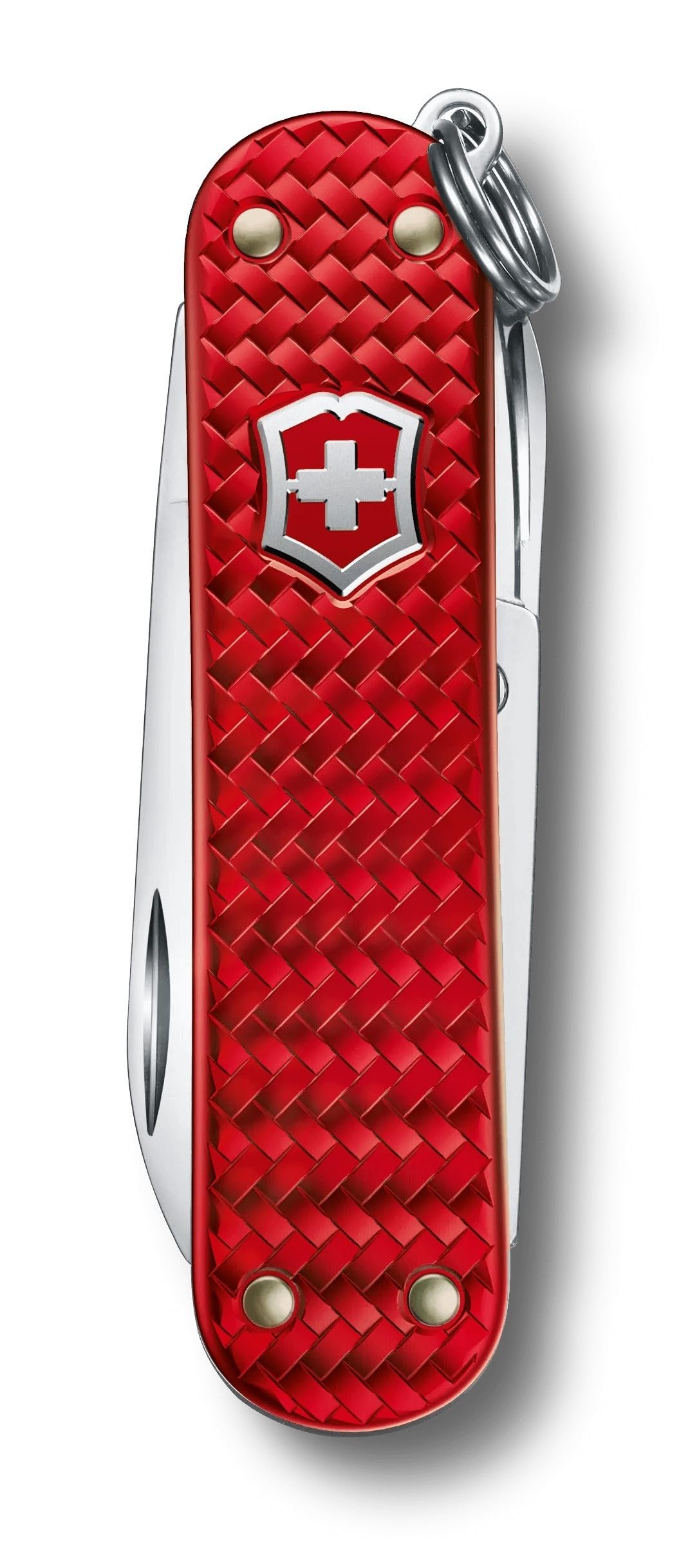 Navaja suiza Victorinox Classic SD Precious Alox, navaja de bolsillo compacta de 5 funciones fabricada en Suiza con hoja pequeña, destornillador y llavero - Rojo icónico