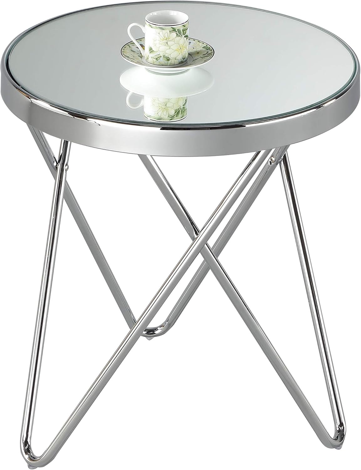 Aspect PUCCINI Mirror Top Side Table/End Table/Lamp Table (Chrome/Mirror) ST15CH, 42.5diameter x46(H) cm