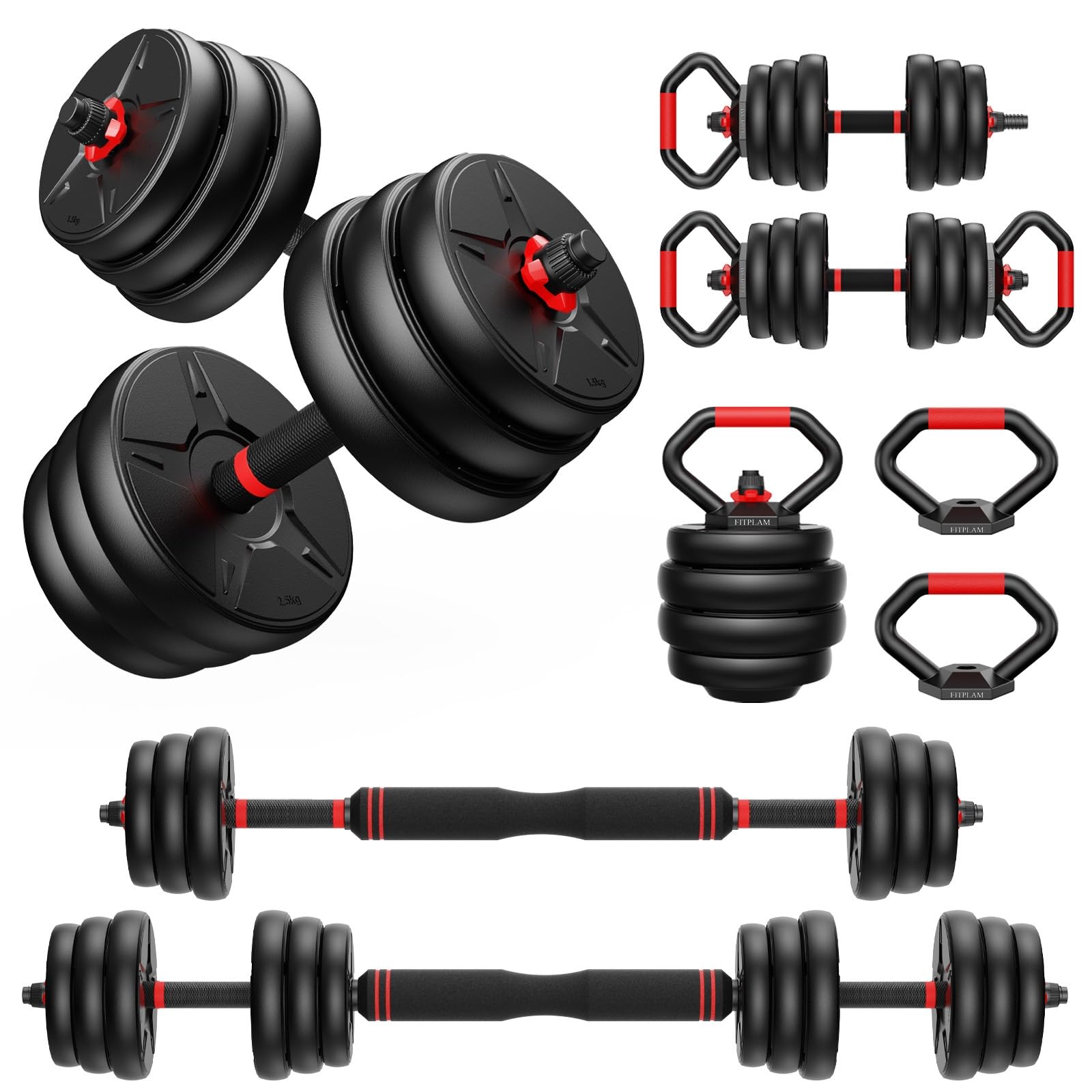 Photo 1 of ** similar to photo, missing pieces**
djustable dumbbell set, 55lbs Free Weights set with upgraded nut, 4 in 1 Weight Set Used as Kettlebells, Barbell, Push up Stand, Fitness Exercise for Home Gym Suitable Men/Women