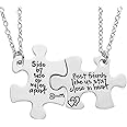 Melix Home Friendship Necklace for 2 Side by Side Best Friends Close in Heart Necklace Keyring Set