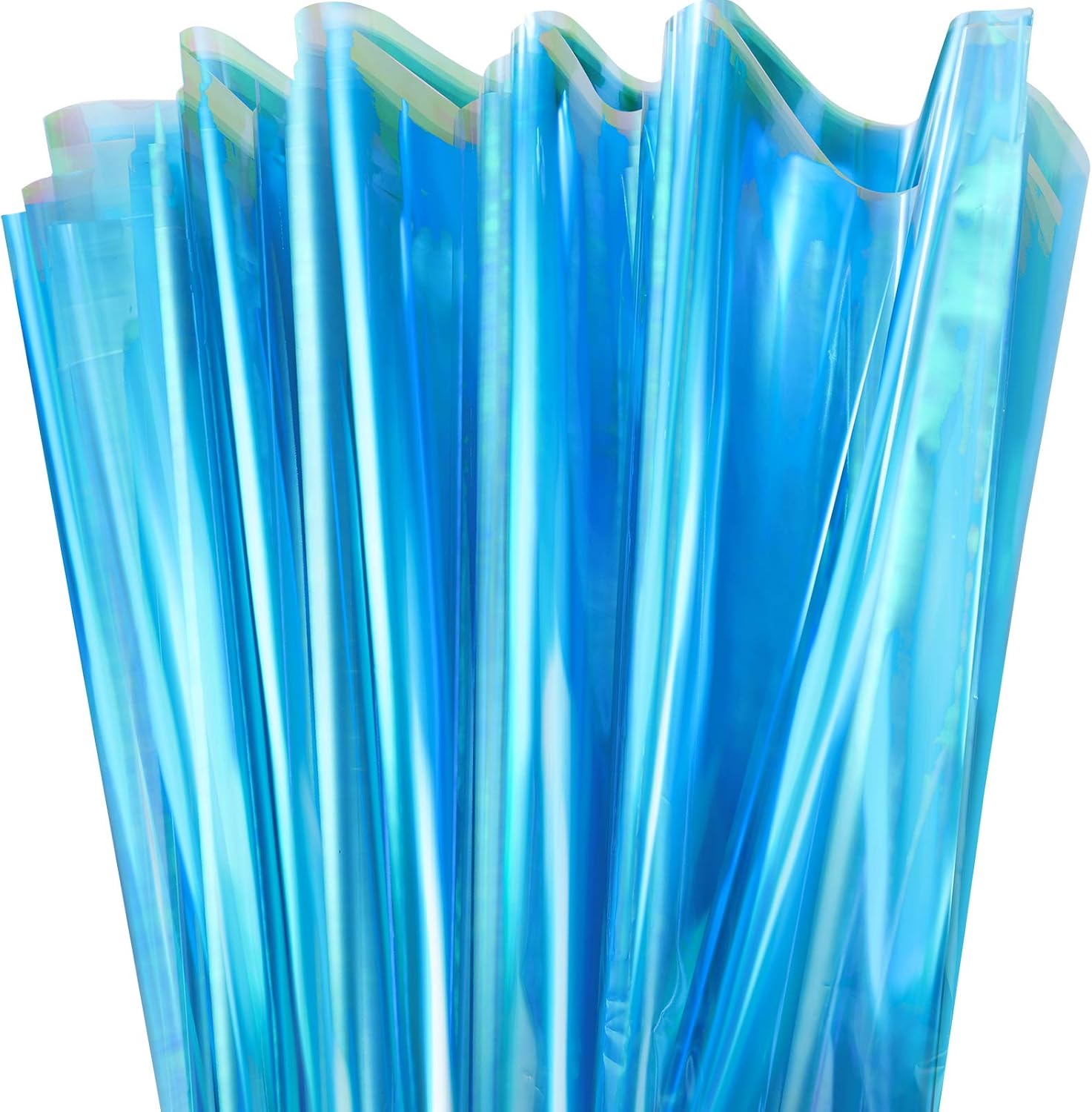 Iridescent Cellophane Roll Iridescent Wrapping Paper Cellophane Wrap for Gift Baskets Iridescent Film for DIY Wrapping Baby Shower Decoration Supplies (Blue,39 x 138 Inch)
