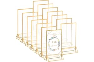 LUOBAO Acrylic Gold Sign Holder, 4x6 Wedding Table Numbers Picture Frames, Double Sided Menu Holders Picture Frames for Restaurants, Home, Photo Frames, Store
