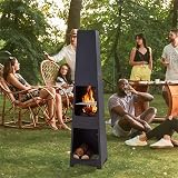Trueshopping 150cm Metal Chiminea Fire Pit with Grill & Log Storage view 7