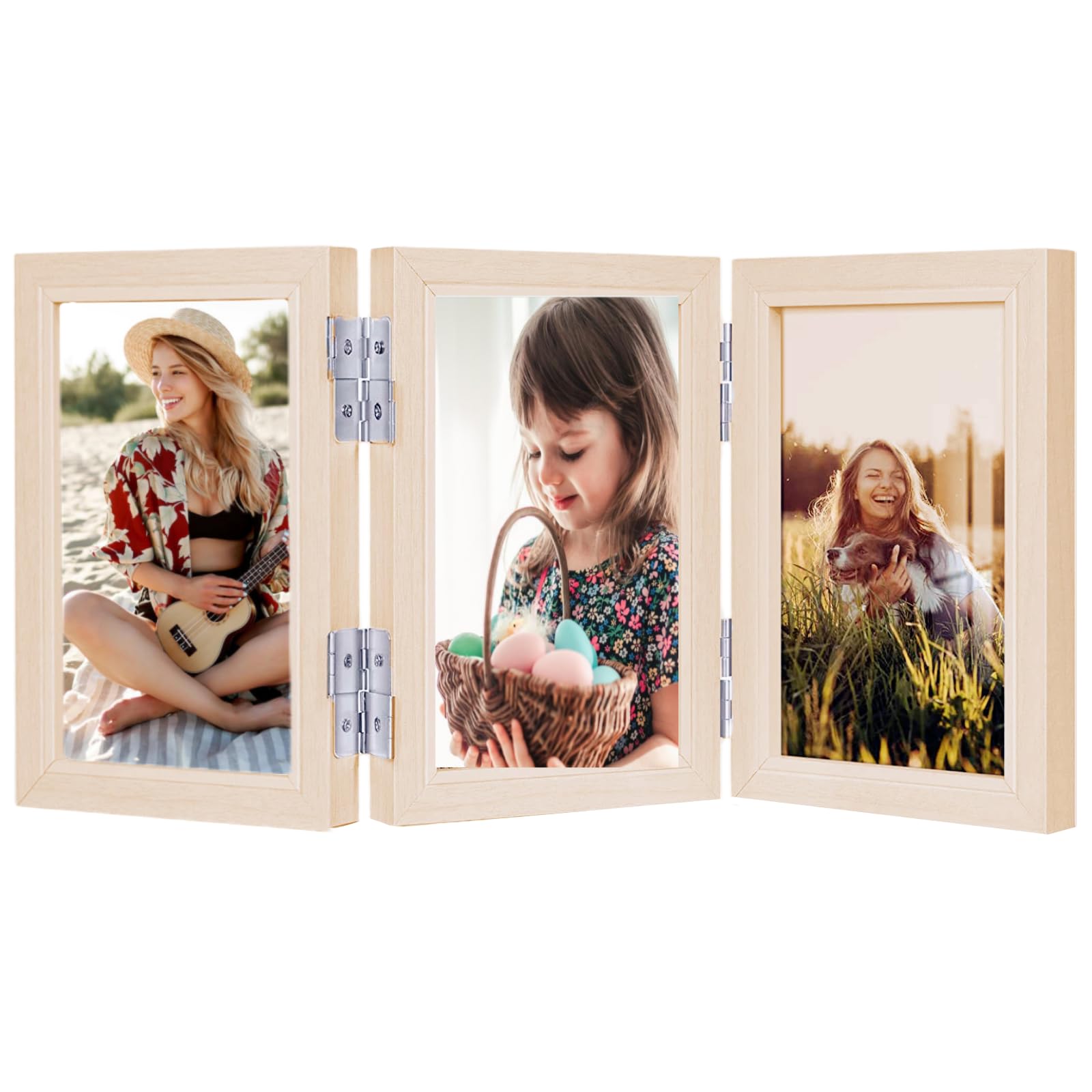 Photo Frame 4X6 inch (10 * 15CM) photo frames multiple pictures,Holds 3 Photographs, Wooden Family Frame for Tabletop,Gift for Friends on Christmas Thanksgiving Day