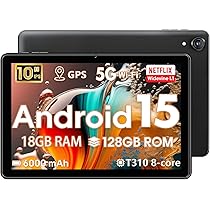 Android 15 Tablet 10 Inch, 18GB RAM 128GB(1TB Expandable), T310