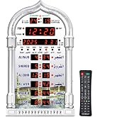 SDJKAA LED Digital Prayer Wall Athan Clock for USA Home Decor Muslim with Remote Control