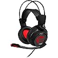 MSI DS502 Gaming Headset, Enhanced Virtual 7.1 Surround Sound, Ergonimic Design, Omnidirectional Microphone, Intelligent Vibration System, Red LED Lighting, PC/Mac