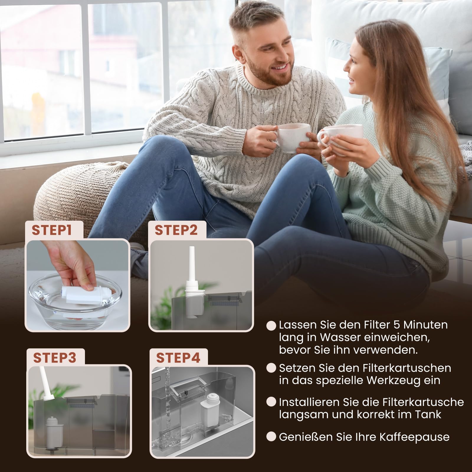 GOLDEN ICEPURE Wasserfilter Kaffeevollautomat für Siemens® Wasserfilter EQ Series, EQ3/EQ6/EQ9, EQ500, S700, Brita® Intenza 575491, Bosch® TCZ7003, TCZ7033, NSF-zertifizierter, 3 stück 7