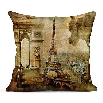 Amazon Com Tarolo Throw Pillow Covers Vintage Parisian Mystery In