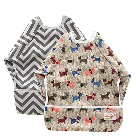 OhBabyKa: Wasserdichtes Lätzchen für Babys, mit Ärmeln und Tasche, für Babys im Alter von 6–24 Monaten