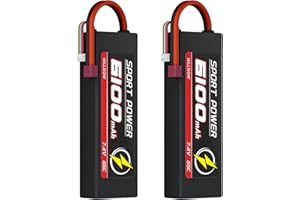 Hilldow 7.4V Lipo RC Battery 2S 65C 6100mAh Lipos Hard Case Batteries Rechargeable with Dean-Style T Connector for 1/8 1/10 RC Car Trucks Remote Control Vehicles LKW Buggy Boats (2 Packs)