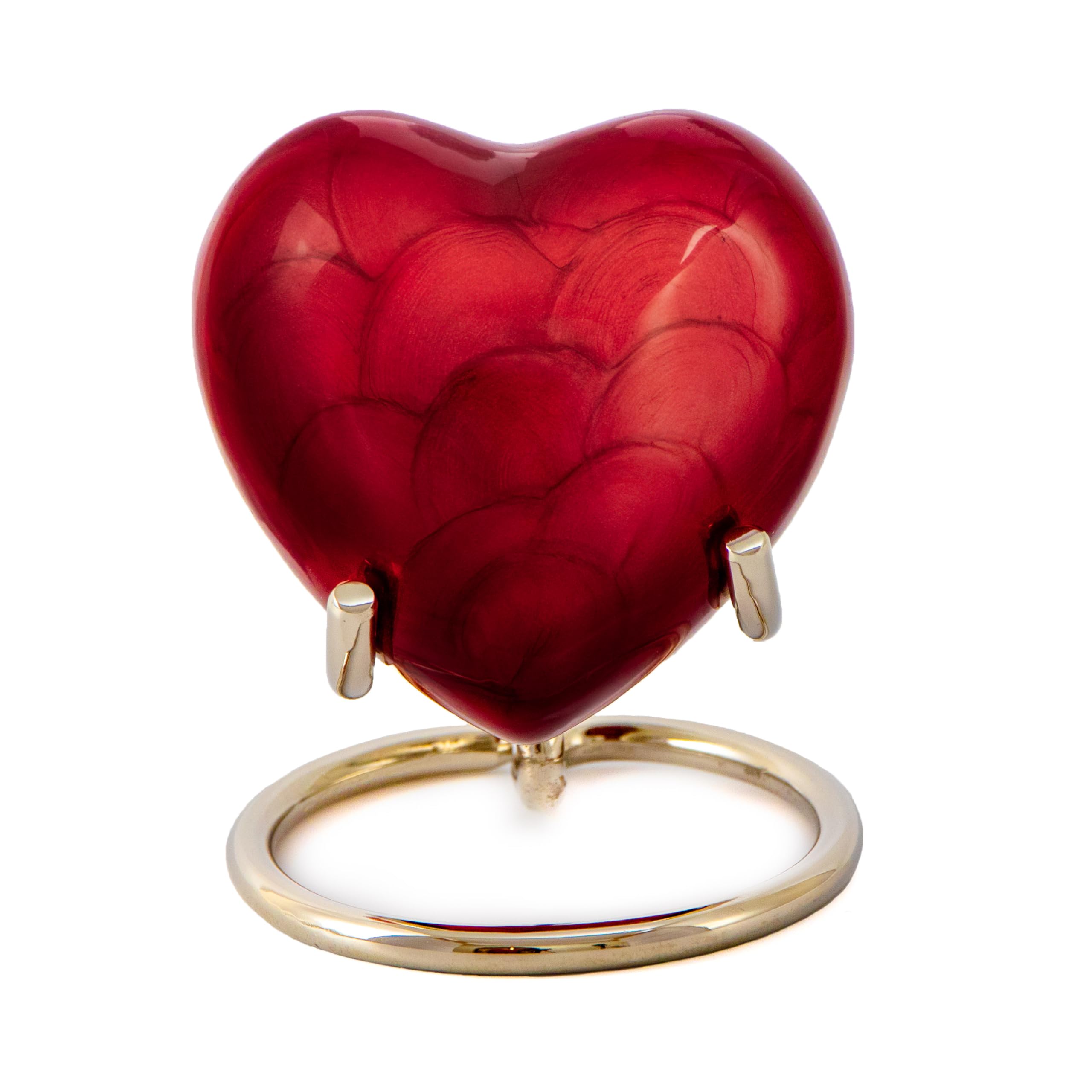 Royal Rapture Urn for Ashes Funeral Memorial Cremation Keepsake Love Urns Decorative Brass Heart with Stand (Red Plain, 3") RHM03-02 — image 1