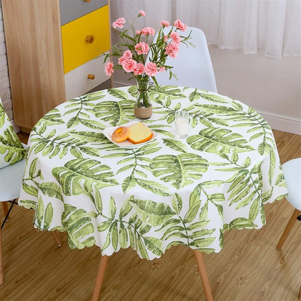 Ommda Modern Rectangle Flower Printing Water Resistance Table Covers Garden Wipe Clean Table Cloth,Light Green banana leaf,90x150cm