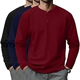 Riyiper 3 Pack Men's Big and Tall Henley Shirts Long Sleeve L-5XL Raglan Loose Casual Stretchy Tops Fall Basic Tee