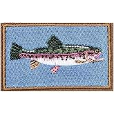 Trout Fishing Patch, Tactical Military Morale Patch Hook &amp; Loop Embroidered Fastener Backing, Funny Applique Accessories for Backpacks, Vests, Jackets, Hats, Outdoor Gear