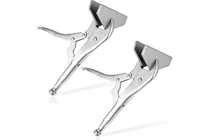NATGAI 2 Pack 10 Inch Locking Sheet Metal Clamp, Welding Pliers with Adjustable Opening, Nickel Plated Carbon Steel Duckbill Locking Plier for Metalworking, Sheet Metal Bending and Clamping (2 Pack)