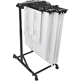 Hang-A-Plan Large Height Adjustable Mobile Blueprint Storage Rack Capacity for 20 Plan Hanging Clamps 18" - 36" Clamps Sold Separately