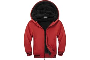 V VALANCH Boys Hoodie Zip Up Fleece Lined Jacket Warm Sherpa Hooded Sweatshirts for Boys Girls 6-15 Years