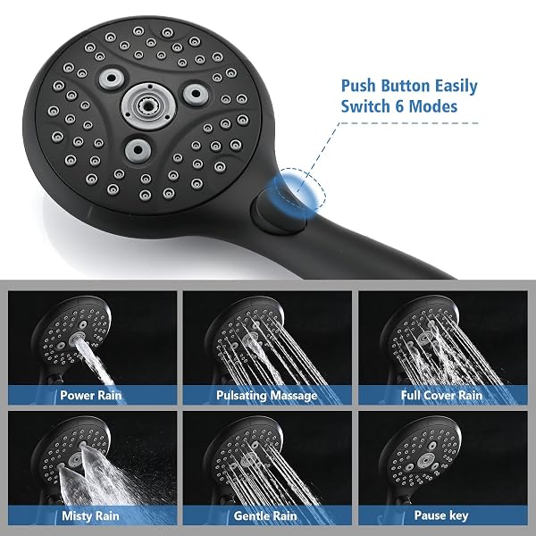 PROOX ALL METAL TUB SPOUT WITH DIVERTER MATTE BLACK, 6 SETTINGS HAND HELD SHOWER WITH ON/OFF PAUSE SWITCH, BATHTUB FAUCET WITH SPRAYER