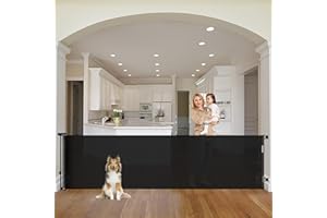 KISKIZ 90 Inch Retractable Baby Gates Extra Wide Dog Gate Outdoor Retractable Gate Indoor Long Baby Gate Extra Wide Baby Gates for Large Openings Retractable Dog Gate Retractable Pet Gate for Doorway, Black