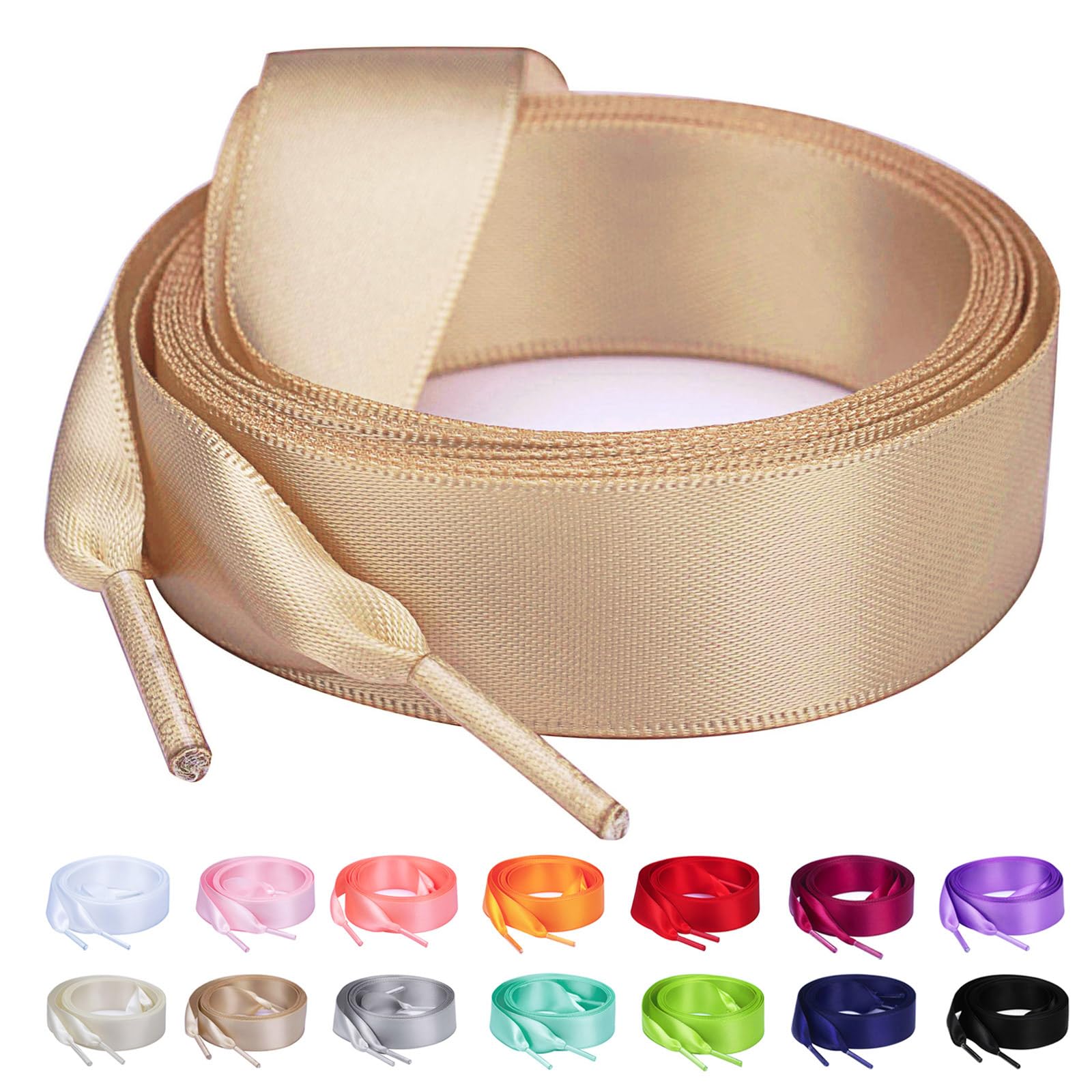 Booyckiy Flat Colorful Satin Ribbon Shoelaces