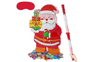 PCFING 21.6 Inch Christmas Santa Claus Piñata with 30 Inch Piñata Stick Blindfold Confetti for Boy Girl Adults Xmas Party Game Decorations