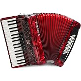Accordion 34 Keys 60 Bass,with 5 treble adjustment buttons(Red) | Sensitive Piano-Style Keys;High-Air-Tightness Bellows;High-Resilience Comfort Buttons