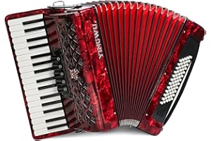 YINGWU Accordion, 34 Keys 60 Bass Premium Accordion for Beginners and Professionals with Backpack and Carrying Strap (Red)