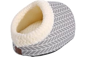 Miss Meow Cat Bed for Indoor Cats,Medium Large Cats Cave Bed,Machine Washable Slip Resistant Bottom,Ultra Soft Plush Cushion (Gray Arrow Cave)