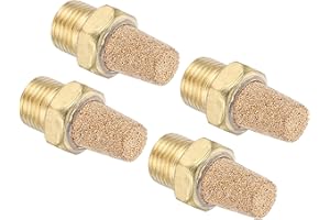 MECCANIXITY 4PCS Pneumatic Exhaust Muffler, 1/8" NPT Male Sintered Bronze Muffler Brass Air Line Fittings for Pneumatic Tools