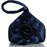 BABEYOND Clutch Purses for Women - Evening Bags Flower Satin Handbag Classy Wristlet Purse for Party Daily Wedding